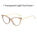 Cat eye glasses frame in transparent tea color with elegant golden metal temples - Transparent Light Tea Frame