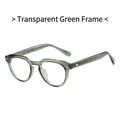 Transparent green TR90 Boston frame glasses with anti-blue light lenses and silver rivets - Transparent Green