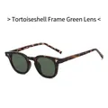 Retro TR90 sunglasses with tortoiseshell frame, green lenses and silver rivets - Tortoise Frame Green Lens