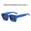 Square fashion sunglasses with royal blue frame and dark grey lenses for uv protection - Electroplated Blue Frame Grey Lens