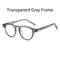 Occhiali rotondi TR90 grigio trasparente con anima in metallo strutturato sulle aste - Grigio Trasparente