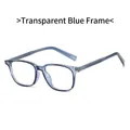 Occhiali quadrati TR90 blu trasparente con aste testurizzate a motivo di diamante - Blu Trasparente