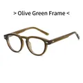 Occhiali rotondi vintage verde oliva in TR90 con stanghette a trama diamantata - Montatura Verde Oliva
