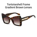 Occhiali da sole oversize tartarugati con lenti marroni sfumate e dettagli in metallo - Montatura Leopardata Lenti Sfumate Tè