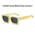 Square gold frame sunglasses with trendy dark gray lenses for UV protection and style - Electroplated Gold Frame Gray Lenses