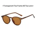 Classic panto round TR90 sunglasses with transparent tea frames and brown lenses - Transparent Tea Frame Tea Lens