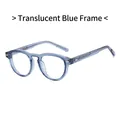 Montatura per occhiali tondi retrò in TR90 blu trasparente con anima in metallo - Blu Trasparente