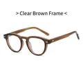 Retro TR90 round frame eyeglasses in transparent tea brown with diamond texture - Transparent Tea