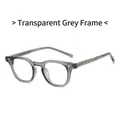 Lunettes TR90 rétro avec monture gris transparent et détails métalliques fins - Gris Transparent