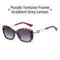 Fashion sunglasses with purple floral frames, gradient grey lenses and gold metal temples - Purple Floral Frame Gradient Gray Lens