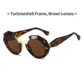 Retro-Sonnenbrille mit Schildpatt-Rahmen, braunen Gläsern und goldenem Metallsteg - Schildpatt Rahmen Tee Gläser