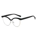 Occhiali anti luce blu cat eye con montura semi-perimetrale nero lucido e oro - Montatura nero lucido