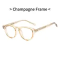 Champagne frame round glasses with vintage TR90 temples and textured relief details - Champagne Frame