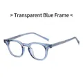 Lunettes rondes rétro en TR90 bleu transparent avec armature métallique renforcée - Bleu Transparent