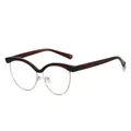 Occhiali cat-eye con montatura superiore in resina tè e bordo inferiore dorato - Montatura Marrone Scuro