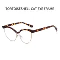 Occhiali anti luce blu cat eye con montatura a semicerchio tartarugata e dettagli dorati - Montatura tartarugata