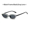 Cat eye sunglasses with black frames and sparkling rhinestones and dark grey lenses - Black Frame Black Grey Lens