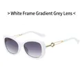 Trendy large frame sunglasses with solid white frames and gradient grey lenses - Solid White Frame / Gradient Grey Lenses