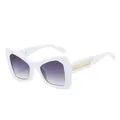 Modern white frame oversized sunglasses with gradient grey lenses and golden texture - White Frame Gradient Grey Lens