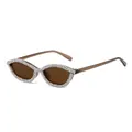 Cat eye sunglasses with brown frame and sparkling rhinestones for women style - Tea Frame Tea Lens