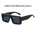 Gafas de sol cuadradas de moda con montura negra y lentes gris oscuro para uso diario - Montura Negra Lentes Gris Negro