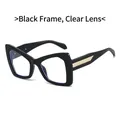 Cat eye glasses with black frame, clear lenses and gold woven temple accents - Black Frame Clear Lenses