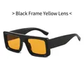 Gafas de sol cuadradas de montura negra con lentes amarillas de moda para hombre y mujer - Montura Negra Lentes Amarillas