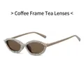 Cat eye sunglasses in coffee frame with tea lenses and sparkling crystal accents - Coffee Frame Tea Lens