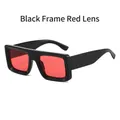Gafas de sol cuadradas modernas con montura negra y lentes rojas para hombres y mujeres - Montura negra lentes rojas