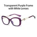 Fashionable translucent purple sunglasses with golden metal temples and clear lenses - Transparent Purple Frame Clear Lens