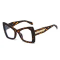 Cat eye tortoiseshell frame sunglasses with clear lenses and gold metal accents - Demi Frame Clear Lens