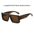 Gafas de sol cuadradas de gran tamaño con montura de leopardo y lentes de color marrón - Montura de Leopardo / Lentes Té