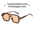 Vintage tortoiseshell double-bridge sunglasses with translucent champagne lenses - Tortoise Frame Champagne Lens