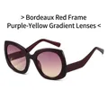 Occhiali da sole cat-eye montatura bordeaux con lenti sfumate viola-giallo - Montatura Rosso Giuggiola Lenti Viola Giallo
