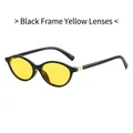 Fashionable oval black frame sunglasses with yellow lenses and golden decorative textures - Black Frame Yellow Lens