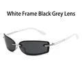 Frameless square sunglasses with white frame and dark grey lenses for street fashion - White Frame Dark Grey Lens