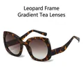 Occhiali da sole oversize retrò con montatura leopardata e lenti sfumate tè - Montatura Leopardata Lenti Sfumate Tè