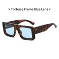 Square tortoise shell sunglasses with light blue lenses for a retro street style look - Tortoise Frame Blue Lens