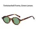 Classic tortoise frame sunglasses with deep green lenses and vintage metal dot accents - Tortoise Frame Green Lens