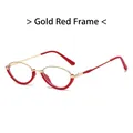 Montatura vintage ovale in metallo oro e rosso con lenti anti luce blu per uomo e donna - Montatura Oro e Rosso
