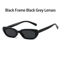 Lunettes de soleil ovales rétro avec monture noire brillante et verres gris foncé tendance - Monture Noire Verres Noir Gris