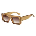 Stylish square oversized sunglasses with brown amber frame and gradient brown lenses - Tea Frame Gradient Tea Lens