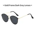 Gafas de sol redondas retro con montura dorada y lentes gris oscuro para un estilo vintage - Montura Dorada Negro Gris