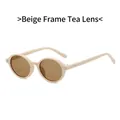 Classic round sunglasses featuring cream frame with tea lenses and metal dot accents - Rice White Frame / Tea Lens