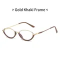 Montatura per occhiali retrò cat-eye in metallo oro kaki con lenti anti-luce blu - Montatura Oro Cachi