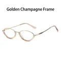Champagne gold oval metal glasses frame with trendy minimalist translucent accents - Gold Champagne Frame