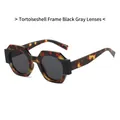 Polygonale Sonnenbrille mit Schildpatt-Rahmen und dunkelgrauen UV-Schutzgläsern - Schildpatt-Rahmen Schwarz-graue Gläser