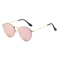 Gafas de sol retro con montura metálica dorada y lentes de espejo rosa y verde - Montura Dorada Espejo Rosa