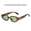 Retro tortoise frame sunglasses with green lenses in a stylish small geometric design - Tortoise Frame Green Lens
