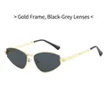 Irregular gold metal sunglasses with dark gray lenses and minimalist geometric frame - Gold Frame Black Grey